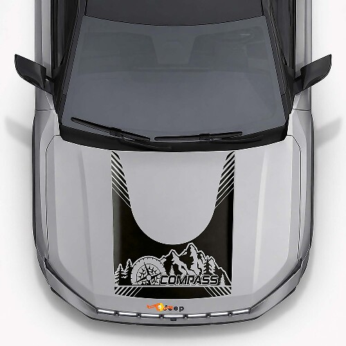 Autocollant en vinyle style montagnes Compass pour capot Jeep Compass 2026_1