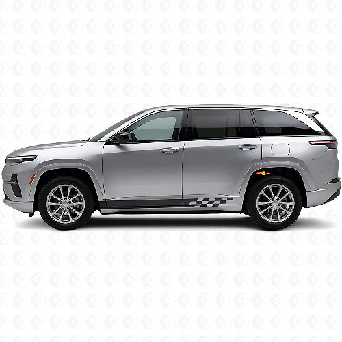 Autocollant vinyle latéral à rayures à damier pour Jeep Wagoneer S 2024+_1