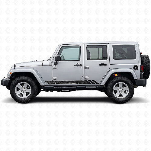 Autocollant Latéral Vinyle Rayures Style Topographique pour Jeep Wrangler JK 2007-2018_1