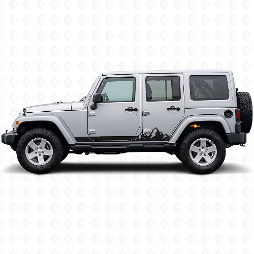 Autocollant Vinyle Latéral à Fines Rayures Montagnes pour Jeep Wrangler JK 2007-2018_1