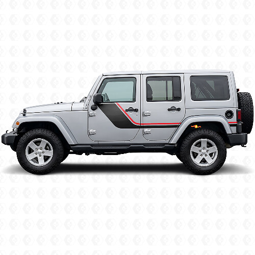 Autocollant Vinyle Latéral à Bandes Jumelles pour Jeep Wrangler JK 2007-2018_1