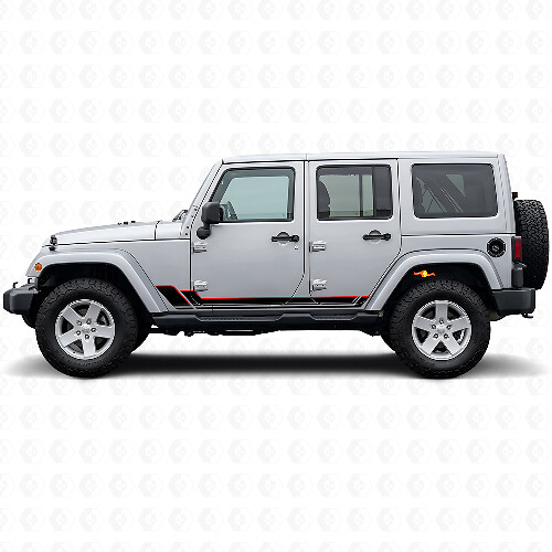 Autocollant en vinyle à bandes jumelles pour bas de caisse Jeep Wrangler JK 2007-2018_1