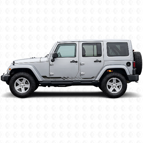 Autocollant en vinyle à rayures latérales damier pour Jeep Wrangler JK 2007-2018