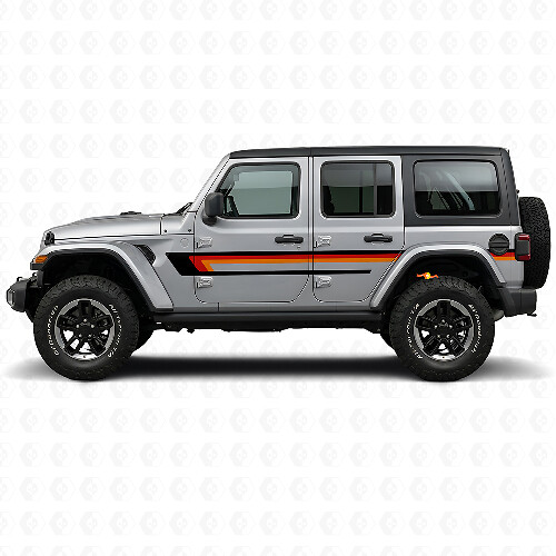 Déco Vinyle Bande Triple sur Porte pour Jeep Wrangler JL 2018+_1