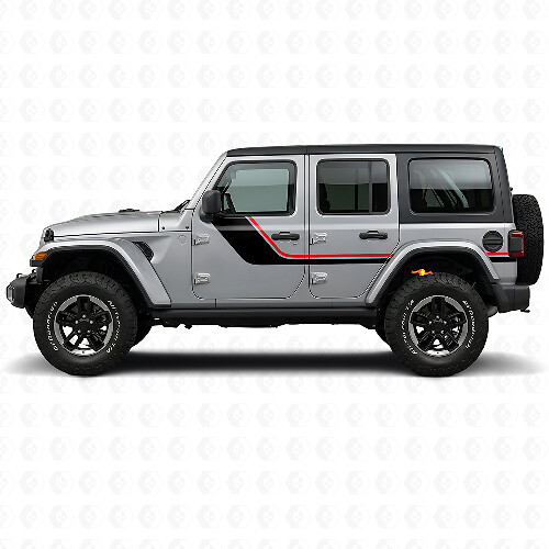 Autocollant latéral à bandes jumelles pour Jeep Wrangler JL 2018+_1