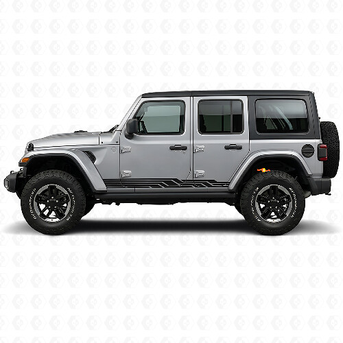 Autocollant latéral en vinyle à rayures entrelacées pour Jeep Wrangler JL 2018+_1