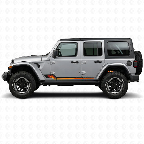 Autocollant Vinyle Rayures Latérales Style Vintage pour Jeep Wrangler JL 2018+_1