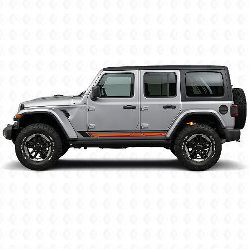 Décalcomanie Latérale Vintage à Bandes Droites pour Jeep Wrangler JL 2018+_1