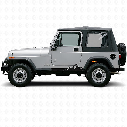 Autocollant latéral vinyle à fines rayures Montagnes pour Jeep Wrangler YJ 1987-1995_1
