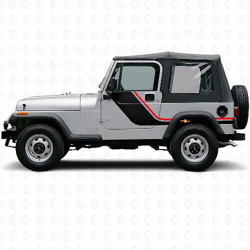 Autocollant vinyle latéral à doubles bandes pour Jeep Wrangler YJ 1987-1995_1