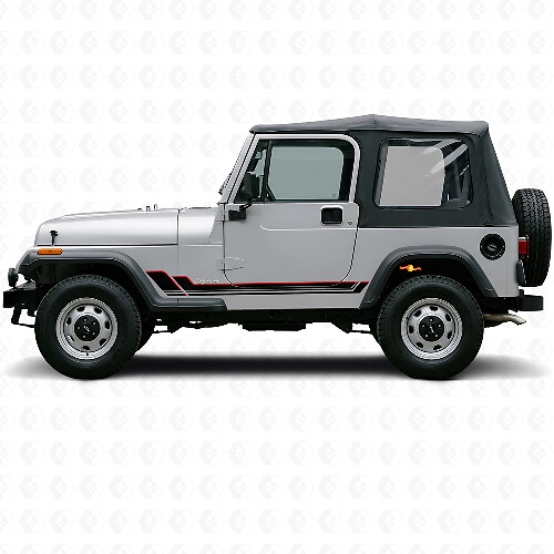 Autocollant en vinyle à bandes jumelles pour bas de caisse Jeep Wrangler YJ 1987-1995_1
