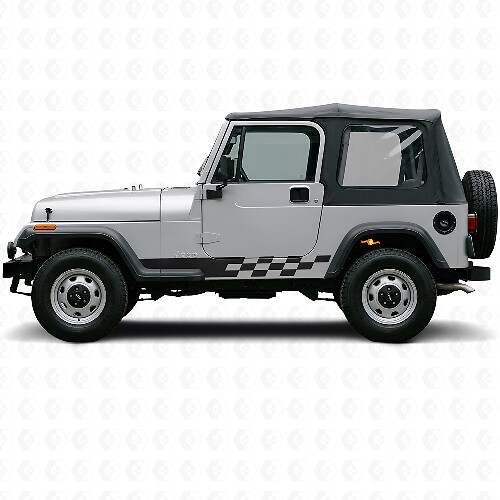Autocollant latéral à rayures damier pour Jeep Wrangler YJ 1987-1995_1