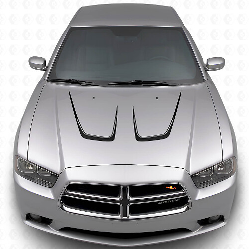 Kit de décalcomanies en vinyle à double bande cambrée pour capot 3 pour Dodge Charger 2011-2014_1