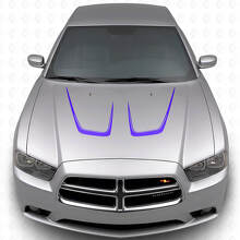 Kit de décalcomanies en vinyle à double bande cambrée pour capot 3 pour Dodge Charger 2011-2014_2