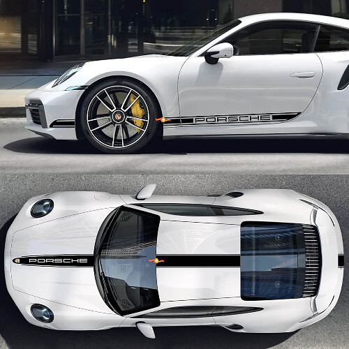Kit complet d'autocollants en vinyle bandes style Porsche pour Porsche 911 Turbo S3_1