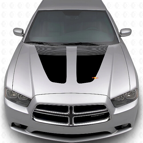 Autocollants vinyle double bande capot pour Dodge Charger 2011-2014_1