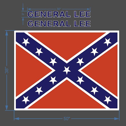 Autocollant en vinyle drapeau General Lee et lettres