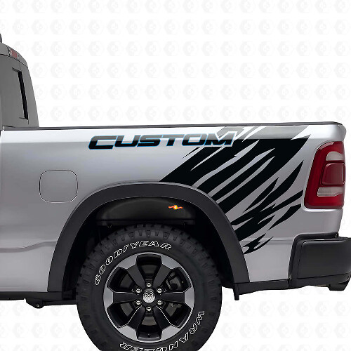 Kit de décalcomanie vinyle arrière latéral style grunge contour personnalisé pour Dodge Ram_1