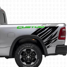Kit d'autocollants en vinyle style grunge avec lettrage personnalisé pour arrière latéral Dodge Ram_2
