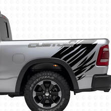 Kit d'autocollants en vinyle style grunge avec lettrage personnalisé pour arrière latéral Dodge Ram_3