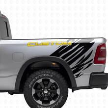 Kit d'autocollants en vinyle style grunge avec lettrage personnalisé pour arrière latéral Dodge Ram_5