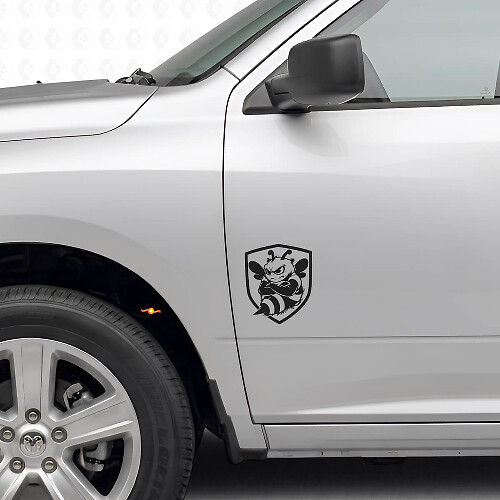 Autocollants Vinyle Latéraux Bouclier Grumpy Bee pour Dodge Ram 1500-3500