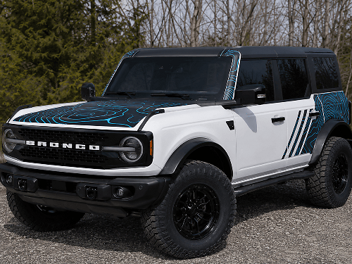 Kit complet Autocollants décoratifs personnalisés de porte latérale Carte topographique 2 couleurs pour Musclecar cheval_1