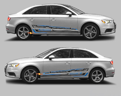 Kit d'autocollants vinyle bandes latérales Techno Style pour Audi A3