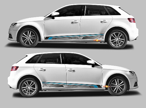 Kit d'autocollants vinyle bandes latérales Sport Techno Style A3 pour Audi A3 Sportback