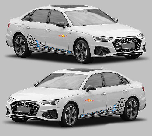 Kit de décalcomanies en vinyle bandes bas de caisse style A4 pour Audi A4