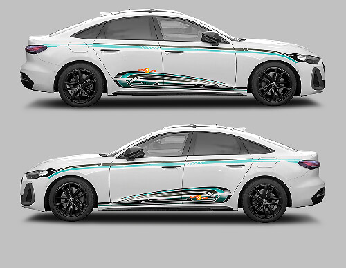 Kit de décalcomanies vinyle bandes latérales & bas de caisse A5 Techno Style pour Audi A5