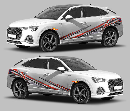 Kit de décalcomanies vinyle bandes latérales Techno Style pour Audi Q3 2019