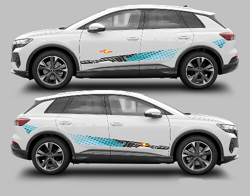 Kit d'autocollants latéraux à rayures damier en vinyle pour Audi Q4 E-Tron