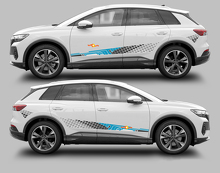 Kit d'autocollants latéraux à rayures damier en vinyle pour Audi Q4 E-Tron_2