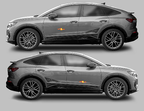 Kit de décalcomanies vinyle de bandes latérales Accent pour Audi Q4 Sportback E-Tron