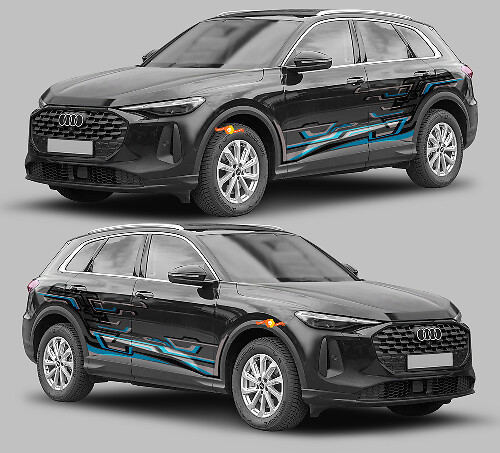 Kit d'autocollants en vinyle à bandes latérales style techno entrelacé pour Audi Q5