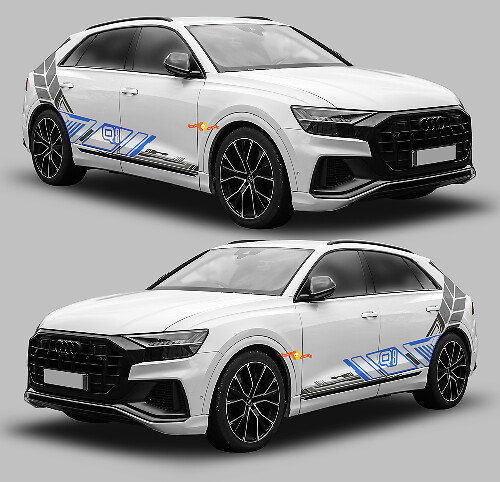 Kit de Stickers Vinyle Bande Latérale Style Graphique Techno pour Audi Q8