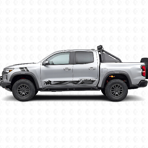 Kit d’autocollants vinyle avec logo Bison ZR2 pour porte latérale Chevrolet Colorado ZR2