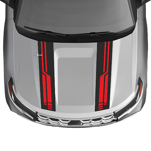 Kit de bandes autocollantes en vinyle Double Techno Style pour capot, Musclecar Explorer ST 2020-26