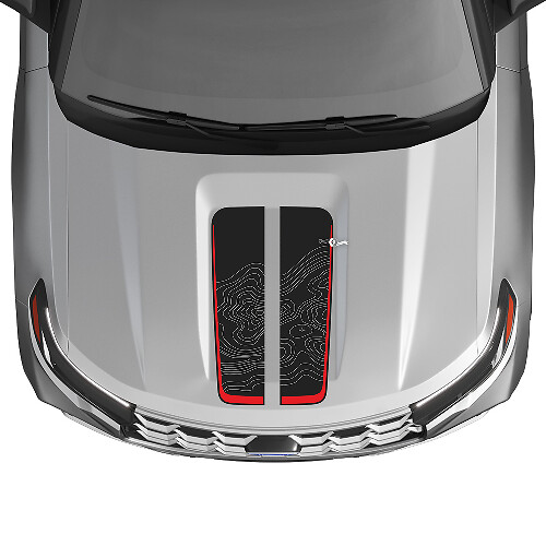 Kit d’autocollants en vinyle bandes de capot carte topographique pour Musclecar Explorer ST 2020-26