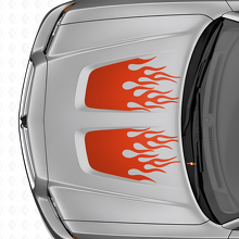 Ensemble d'autocollants vinyle à rayures doubles style flamme pour capot Dodge Charger_4