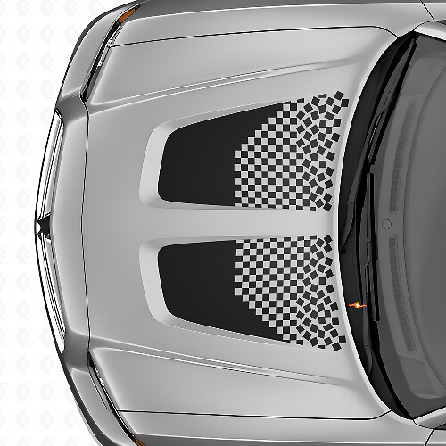 Ensemble d'autocollants en vinyle à rayures damier doubles pour capot pour Dodge Charger