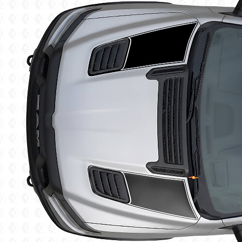 Set de Déco Autocollants Vinyle Rayures de Ventilation Capot Double Contour pour Dodge Ram Sport 2019+_1