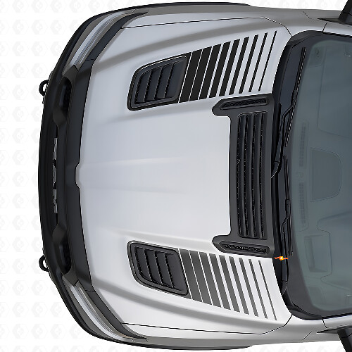 Jeu d'autocollants vinyles à bandes à deux stroboscopes pour prise d'air de capot pour Dodge Ram Sport 2019+_1