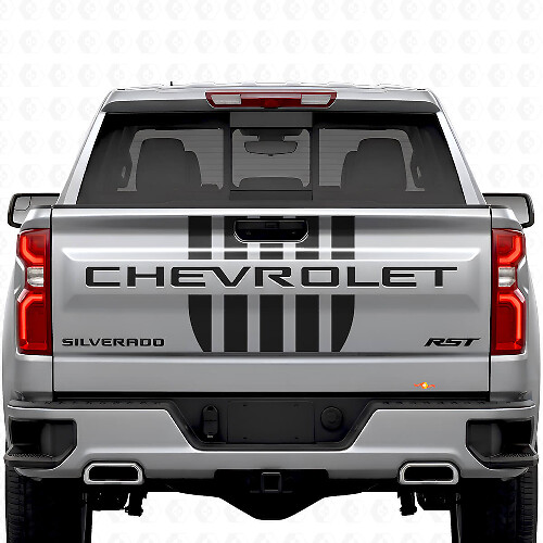 Autocollants en vinyle style Étoiles & Acier pour hayon Chevrolet Silverado_1