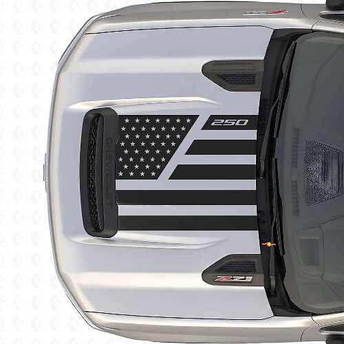 Décalcomanie en vinyle style acier avec étoiles du drapeau américain pour capot Chevrolet Silverado 2500 HD_1