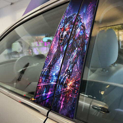 Ensemble d'autocollants en vinyle pour montant de porte Cyber Wolf