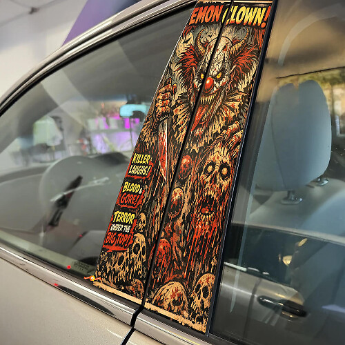 Ensemble d'autocollants vinyle pilier de porte Demon Clown