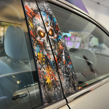 Jeu d'autocollants en vinyle pour montant de porte tête de mort graffiti_2