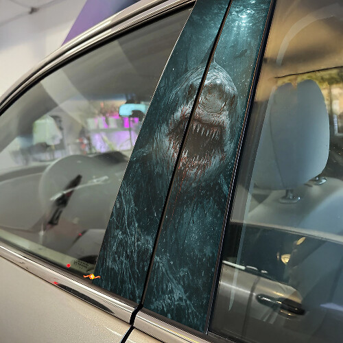 Ensemble d’autocollants en vinyle pour montant de porte Grand Requin Blanc